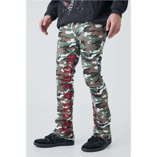 Skinny Stretch Stacked Camo Embroidered Gusset Jeans - - 28R - Boohooman - Modalova