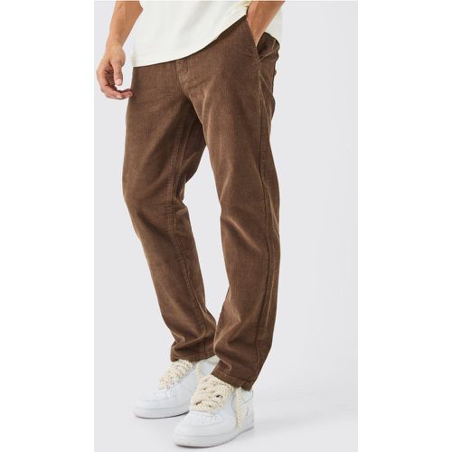 Relaxed Tapered Cord Trouser In Chocolate - - 36R - Boohooman - Modalova