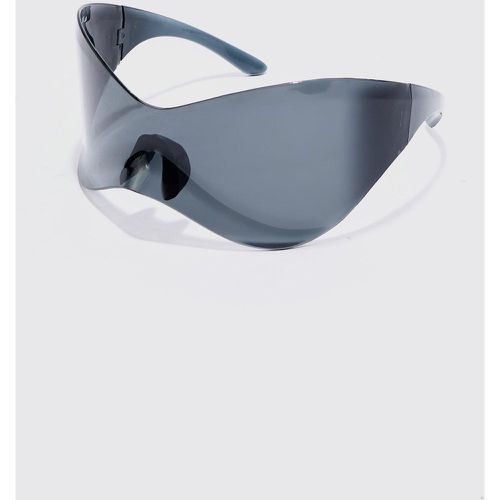 Shield Racer Rimless Plastic Sunglasses - Boohooman - Modalova