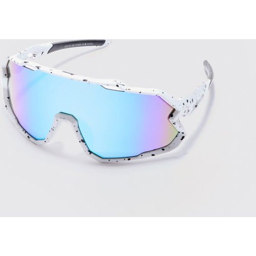Mirror Lens Visor Sunglasses In White - Boohooman - Modalova