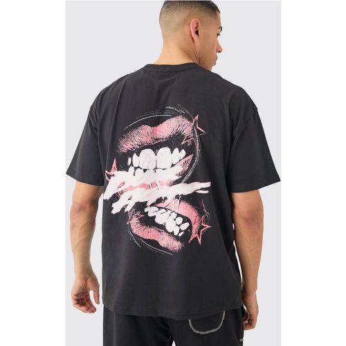 Oversized Lip Graphic T-shirt - Boohooman - Modalova