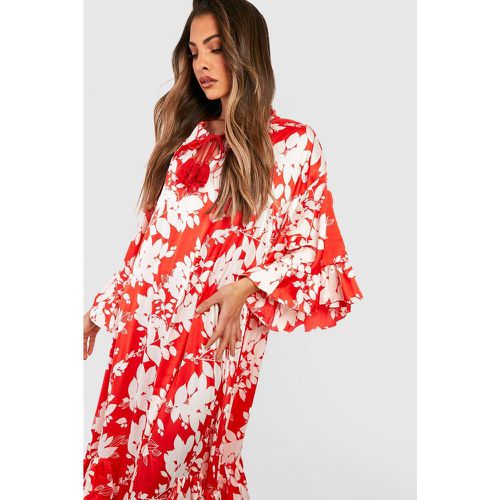 Robe Longue Fleurie À Volants - boohoo - Modalova