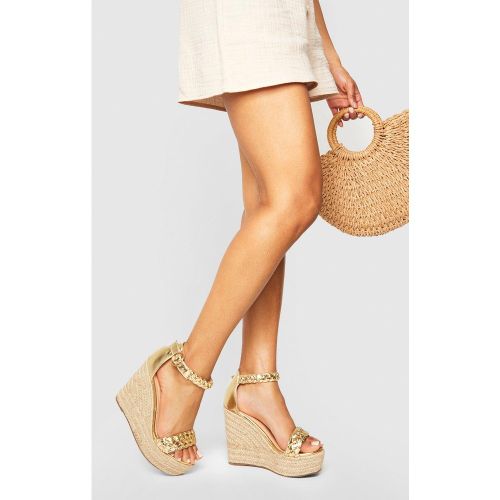 Sandales Espadrilles Compensées À Brides Tressées - Pointure Large - boohoo - Modalova