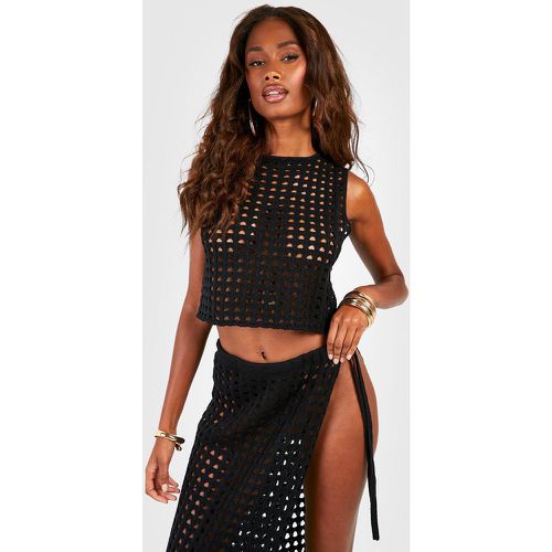 Crop Top En Crochet À Col Nageur - boohoo - Modalova