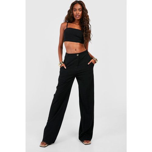 Pantalon De Tailleur Large En Lin - boohoo - Modalova