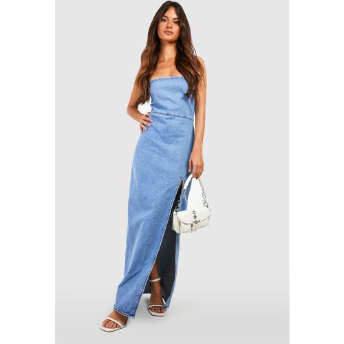 Robe Bandeau Fendue En Jean - boohoo - Modalova