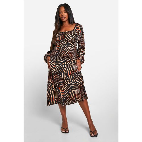 Grande Taille - Robe Mi-Longue Froncée À Imprimé Animal - boohoo - Modalova