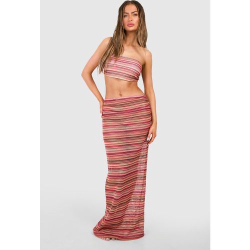 Stripe Crochet Top & Skirt Beach Co-Ord - boohoo - Modalova