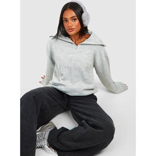 Pull Oversize À Col Zippé Et Slogan - boohoo - Modalova