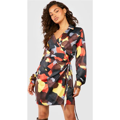 Robe Chemise À Imprimé Abstrait - boohoo - Modalova