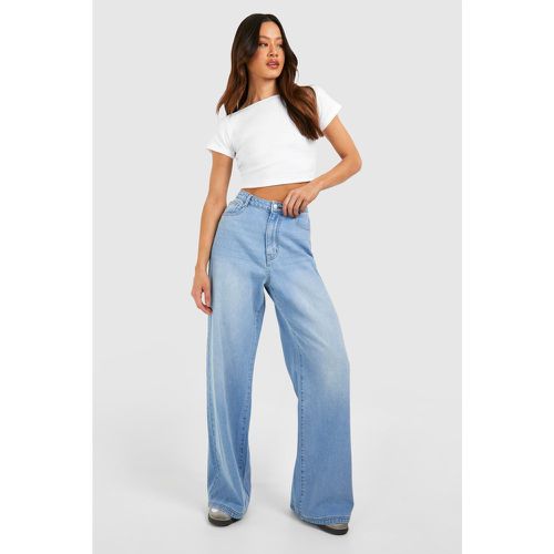 Tall" Blue Washed Wide Leg Jeans - boohoo - Modalova