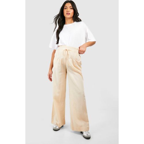 Maternity Tie Waist Linen Wide Leg Trouser - boohoo - Modalova