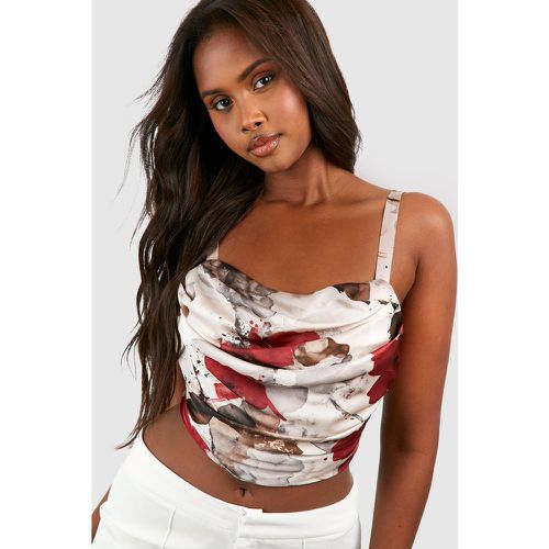 Floral Satin Rouched Corset Top - boohoo - Modalova