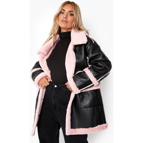 Grande Taille - Blouson Aviateur Avec Bords En Polaire - 46 - boohoo - Modalova