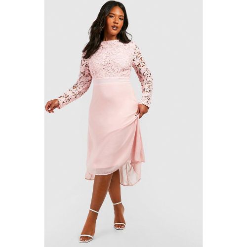 Grande Taille - Robe Mi-Longue Habillée À Dentelle Contrastante - /Coquille D'Œuf - 48, /Coquille D'Œuf - boohoo - Modalova