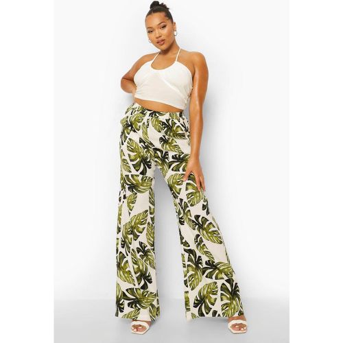 Grande Taille - Pantalon Coupe Large Imprimé Palmier - boohoo - Modalova