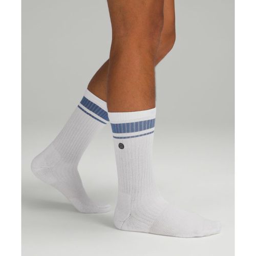 – Men's Daily Stride Ribbed Comfort Crew Socks Stripes – Blanc/Blue – Taille XL - lululemon - Modalova