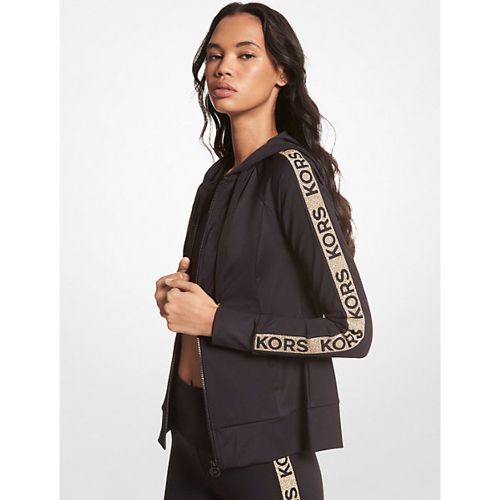 MK Pull à capuche en nylon extensible avec bande à logos métallisée - /DORÉ(OR) - Michael Kors - MICHAEL Michael Kors - Modalova