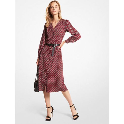 MK Robe mi-longue en crêpe à motif médaillon travaillé - - Michael Kors - MICHAEL Michael Kors - Modalova