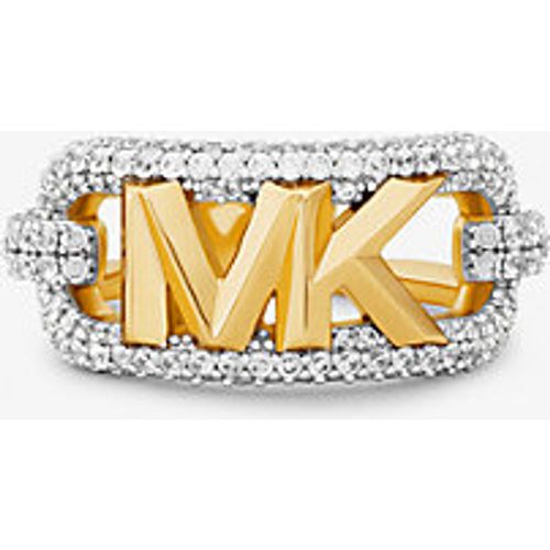 MK Bague en laiton plaqué en métal précieux pierres pavées et logo Empire - Michael Kors - Modalova