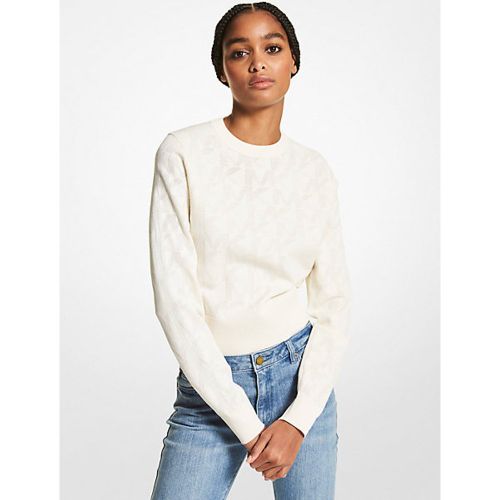 MK Pull en mélange de viscose extensible et de maille avec logo - BLANC CASSÉ(NATUREL) - Michael Kors - MICHAEL Michael Kors - Modalova
