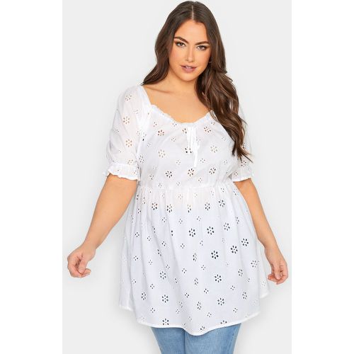 Top Peplum Broderie Anglaise Manches Courtes , Grande Taille & Courbes - Yours - Modalova