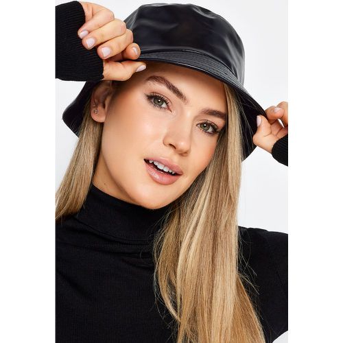 Black Faux Leather Bucket Hat - Yours - Modalova
