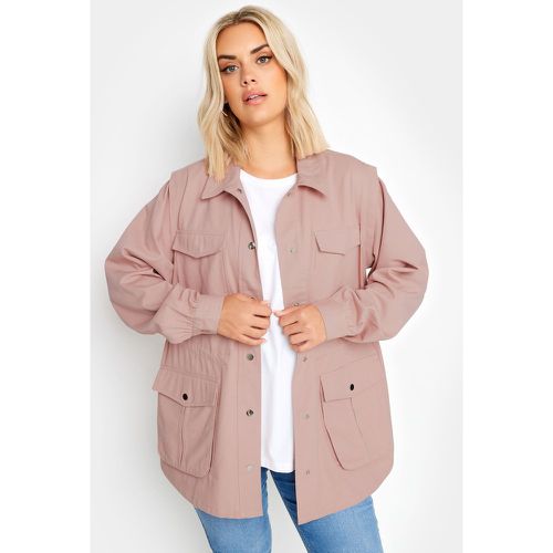 Curve Pink Cotton Twill Utility Jacket, Grande Taille & Courbes - Yours - Modalova