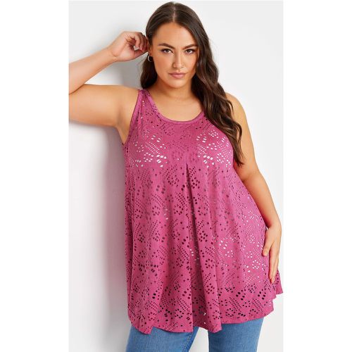 Curve Pink Broderie Anglaise Swing Vest Top, Grande Taille & Courbes - Yours - Modalova
