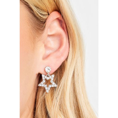Silver Tone Diamante Star Drop Earrings - Yours - Modalova