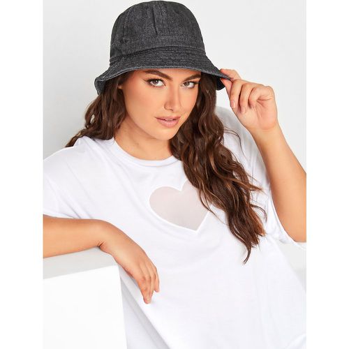 Black Denim Look Bucket Hat - Yours - Modalova