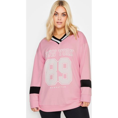 Curve Pink 'New York' Slogan Print Sweatshirt, Grande Taille & Courbes - Yours - Modalova