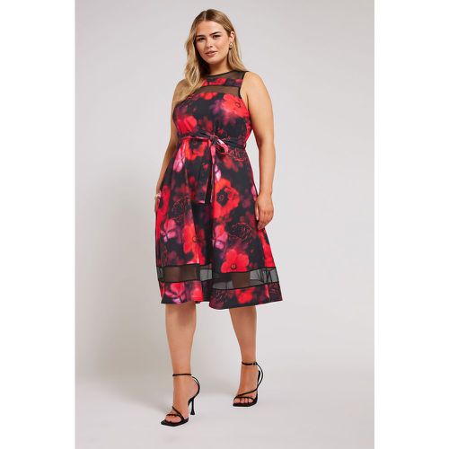 Curve Red Floral Print Skater Dress, Grande Taille & Courbes - Yours London - Modalova