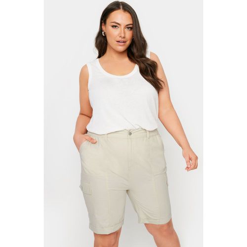 Curve Stone Brown Elasticated Waist Cargo Shorts, Grande Taille & Courbes - Yours - Modalova