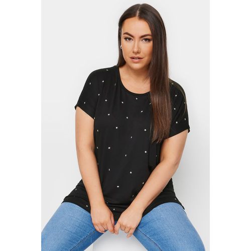 Curve Black Star Embellished Short Sleeve Top, Grande Taille & Courbes - Yours - Modalova