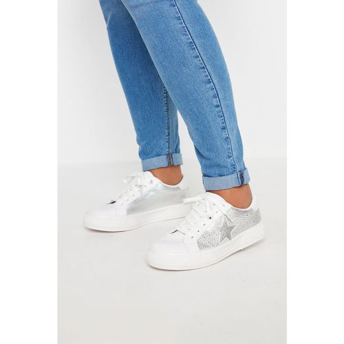 White Diamante Star Trainers In Extra Wide eee Fit - Yours - Modalova