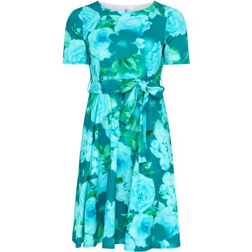 Curve Blue Floral Print Skater Dress, Grande Taille & Courbes - Yours London - Modalova