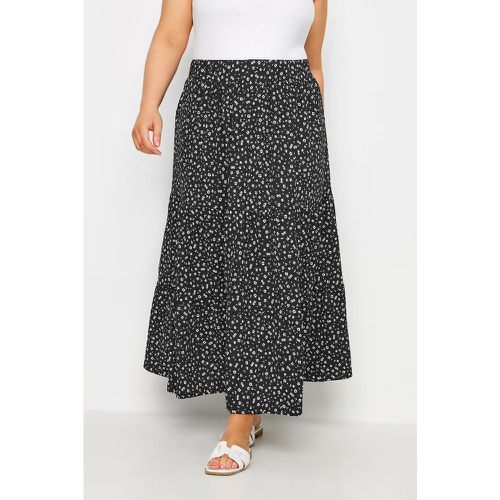 Curve Black Floral Print Tiered Maxi Skirt, Grande Taille & Courbes - Yours - Modalova