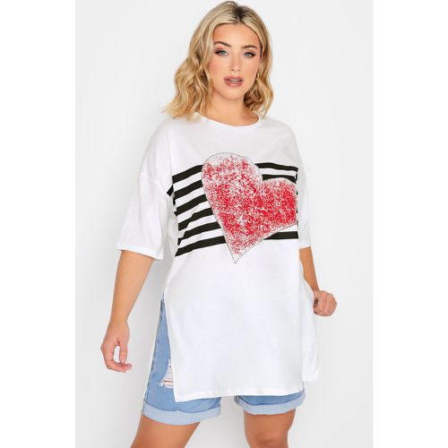 Tshirt Coeur Rouge & Rayures Noires, Grande Taille & Courbes - Yours - Modalova