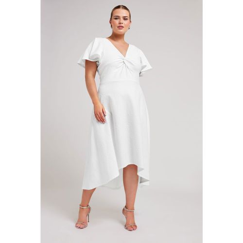 Curve White Dipped Hemline Jacquard Dress, Grande Taille & Courbes - Yours London - Modalova