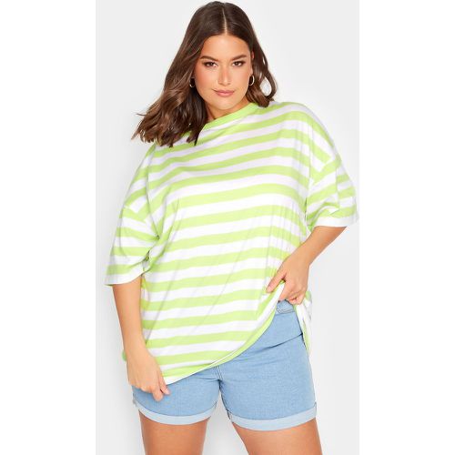 Tshirt Citron & Blanc Oversize À Rayures Manches Longues Amples, Grande Taille & Courbes - Yours - Modalova
