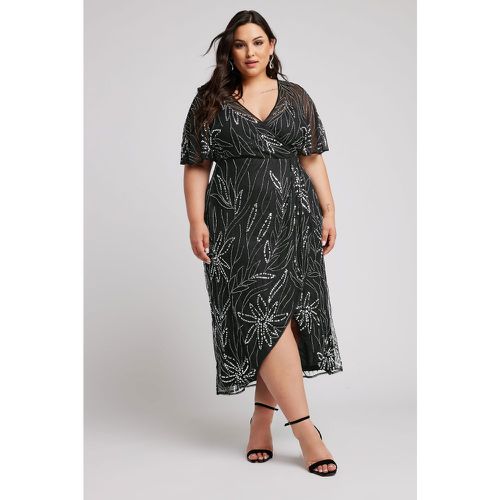 Luxe Curve Black Embellished Wrap Maxi Dress, Grande Taille & Courbes - Luxe: Ultimate Embellishment - Modalova