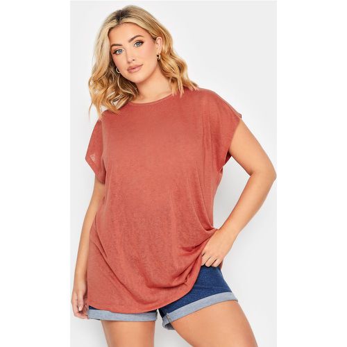 Tshirt Rouille Effet Lin Manches Courtes , Grande Taille & Courbes - Yours - Modalova
