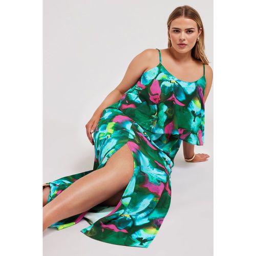 Curve Green Floral Print Overlay Maxi Dress, Grande Taille & Courbes - Yours London - Modalova
