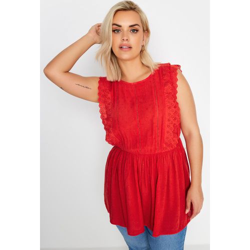 Curve Red Crinkle Dobby Peplum Top, Grande Taille & Courbes - Yours - Modalova