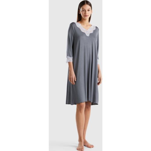 Benetton, Chemise De Nuit Avec Détails En Dentelle, taille XS, Gris - United Colors of Benetton - Modalova