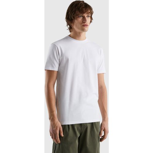 Benetton, T-shirt Ajusté En Coton Stretch, taille XL, Blanc - United Colors of Benetton - Modalova