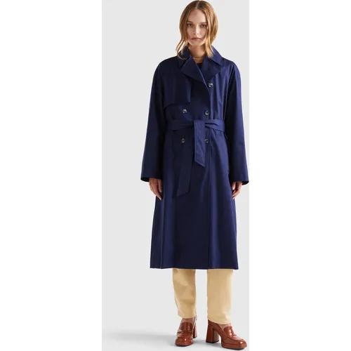 Benetton, Trench Midi À Double Boutonnage, taille L, Bleu Foncé - United Colors of Benetton - Modalova