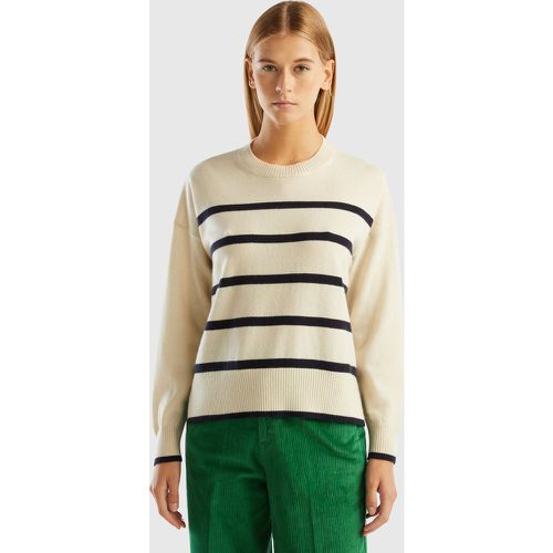 Benetton, Pull Rayé En Pur Cachemire, taille L-XL, Crème - United Colors of Benetton - Modalova