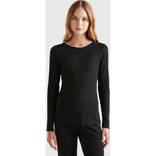 Benetton, T-shirt Chaud À Bords-côtes, taille M, Noir - United Colors of Benetton - Modalova
